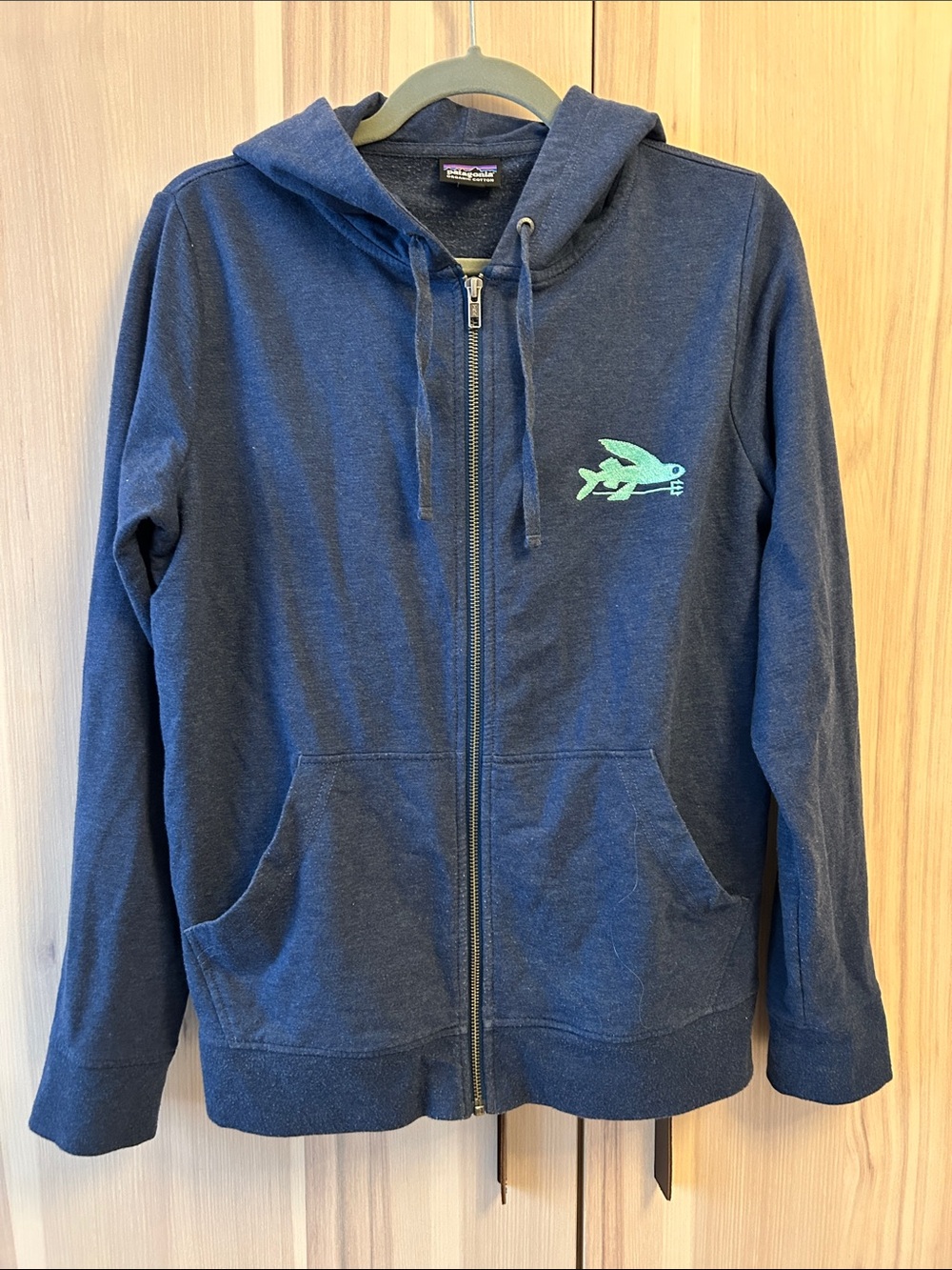 Patagonia Women's Ahnya Full-Zip Hoody organic cotton blue size M EUC